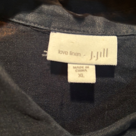 J. Jill Love Linen Button Front Shirt in Navy XL - Picture 4 of 6